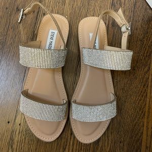 Steve Madden Tan and Silver Sandals